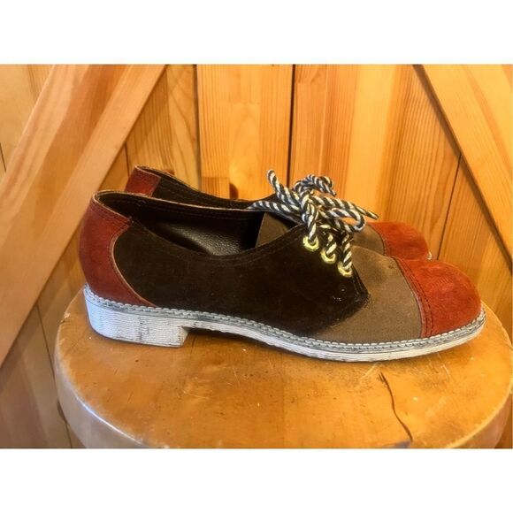 Jesse Janes by Sebago Brown /Red Suede Lace Shoes. Size 8.5 N. - Picture 3 of 7